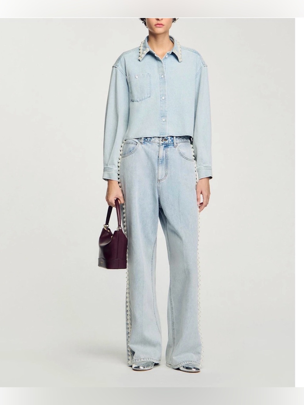 NWT, JACKET+JEANS WITH PEARL TRIM SET.
